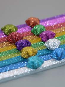 20pcs Solid Color Glitter Star Paper Strip, Simple East To Use Star Origami Paper For Children, Student Handmade - Green - View 3