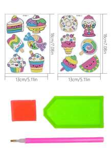 6入組蛋糕和冰淇淋圖案DIY鑽石畫貼紙 - 彩色 - 查看 2