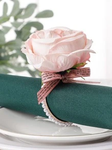 2pcs PE Napkin Ring, Modern Artificial Flower Design Napkin Ring Holder For Kitchen Dining Table - Multicolor - View 1