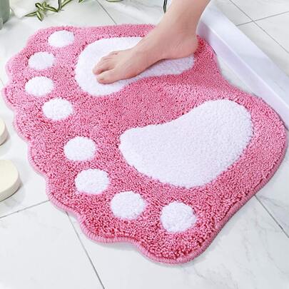 1pc Footprint Design Door Mat, Cartoon Polyester Anti-Slip Indoor Outdoor Rug For Home, All Season Home Bathroom Decor Floor Carpet Outdoor Rug Door M