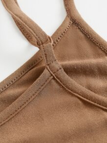 SHEIN BASICS Plus Solid Cami Dress - Mocha Brown - View 5