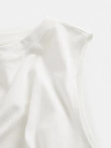 SHEIN BASICS Plus Solid Crop Tank Top - White - View 6