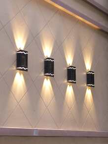 (6007) 4 LED 拼接壁灯（1 件）花园装饰，户外花园照明，适用于小路、庭院、露台 - 黃色 - 查看 1