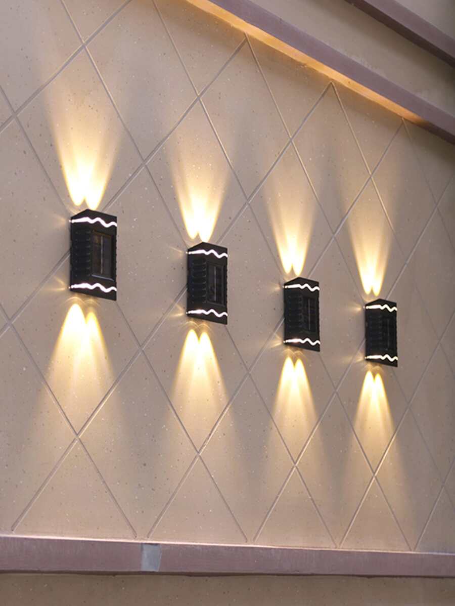 (6007) 4 LED 拼接壁灯（1 件）花园装饰，户外花园照明，适用于小路、庭院、露台 - 黃色 - 查看 1