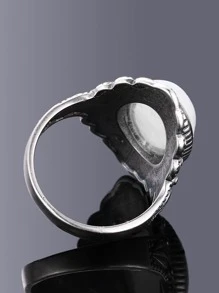 石頭裝飾戒指 - 白色 - 查看 2