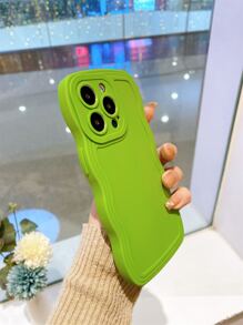 Ốp điện thoại mềm dạng sóng dập nổi 3D, chống rơi, chống mồ hôi, chống vân tay, chống mài mòn, không phai màu, tương thích với iPhone - màu xanh lá - Xem 3