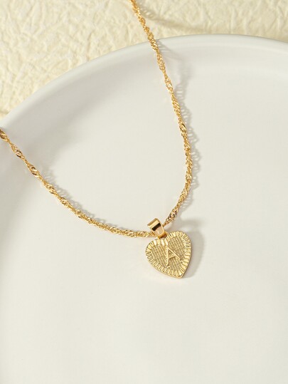 1pc Letter Decor Heart Charm Necklace Valentines,Mom,Mother,Mother's Day,Gift