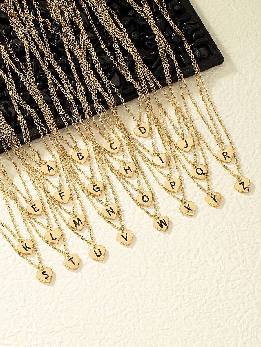 1pc Letter Graphic Heart Vòng cổ quyến rũ - Vàng - Xem 1