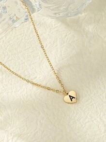 1pc Letter Graphic Heart Vòng cổ quyến rũ - Vàng - Xem 4