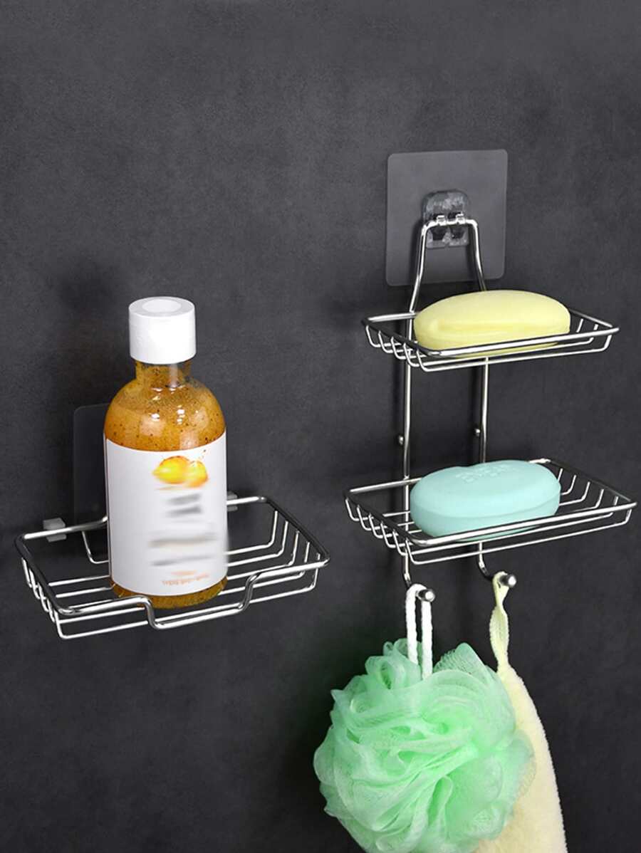 1pc Stainless Steel Soap Dish, Wall Mounted Soap Holder For Bathroom - Silver - View 1