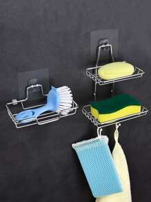 1pc Stainless Steel Soap Dish, Wall Mounted Soap Holder For Bathroom - Silver - View 4