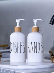 2 件字母图案乳液分配器，500 毫升洗发水瓶，适用于浴室家居浴室装饰秋季装饰返校