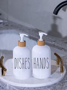 2 件字母图案乳液分配器，500 毫升洗发水瓶，适用于浴室家居浴室装饰秋季装饰返校