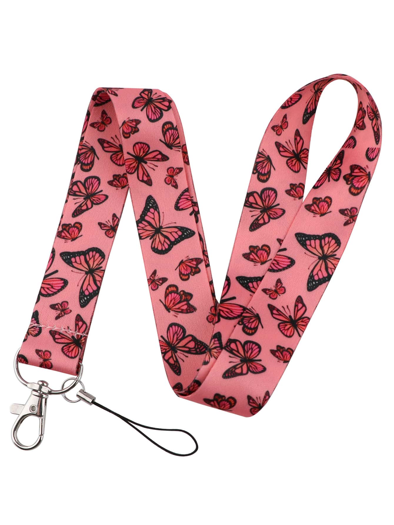 1 Họa Tiết Bướm Dài Dây, Sáng Tạo Đa Năng Cổ Dây Cho ID Huy Hiệu Ví - Đỏ - Xem 1