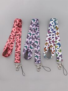 1 Họa Tiết Bướm Dài Dây, Sáng Tạo Đa Năng Cổ Dây Cho ID Huy Hiệu Ví - Đỏ - Xem 2