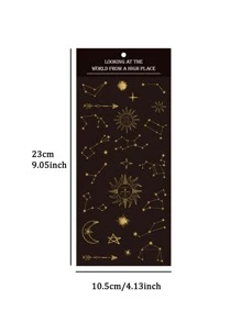 1入組金屬星星和太陽圖案什錦貼紙復古多用途DIY工藝貼紙繪畫裝飾 - 金色 - 查看 3