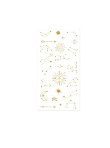 1入組金屬星星和太陽圖案什錦貼紙復古多用途DIY工藝貼紙繪畫裝飾 - 金色 - 查看 4