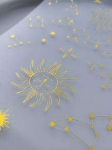 1入組金屬星星和太陽圖案什錦貼紙復古多用途DIY工藝貼紙繪畫裝飾 - 金色 - 查看 5