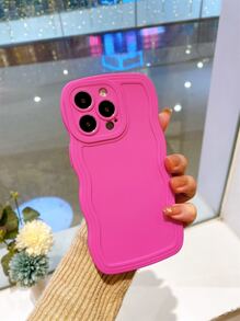 3D Wavy Soft Silicone Phone Case - Anti-Drop, Anti-Sweat, Anti-Fingerprint, Durable, No Fading, Compatible With IPhone - Hot Pink - View 2
