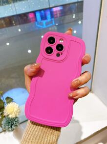 3D Wavy Soft Silicone Phone Case - Anti-Drop, Anti-Sweat, Anti-Fingerprint, Durable, No Fading, Compatible With IPhone - Hot Pink - View 4