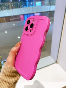 3D Wavy Soft Silicone Phone Case - Anti-Drop, Anti-Sweat, Anti-Fingerprint, Durable, No Fading, Compatible With IPhone - Hot Pink - View 5