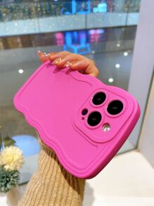 3D Wavy Soft Silicone Phone Case - Anti-Drop, Anti-Sweat, Anti-Fingerprint, Durable, No Fading, Compatible With IPhone - Hot Pink - View 6