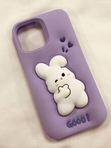 Super Cute 3d Purple Heart Rabbit Phone Case Compatible With IPhone 13 - Purple - View 1