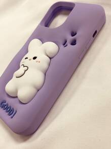 Super Cute 3d Purple Heart Rabbit Phone Case Compatible With IPhone 13 - Purple - View 3