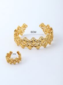 con abertura Pulsera abierta & Anillo - Amarillo Oro - Ver 4
