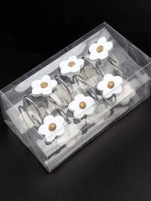 12pcs Flower Decor Shower Curtain Hook, Modern Multifunction Hook For Bathroom - White - View 3