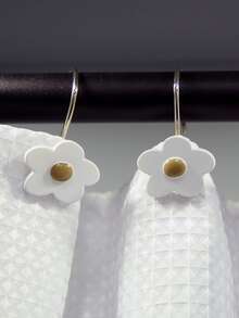 12pcs Flower Decor Shower Curtain Hook, Modern Multifunction Hook For Bathroom - White - View 4