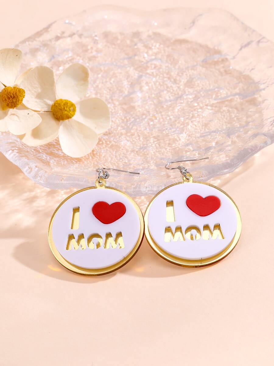 Letter Detail Round Drop Earrings - Multicolor - View 1