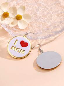 Letter Detail Round Drop Earrings - Multicolor - View 4