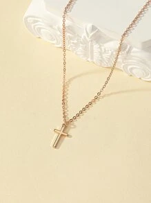 Cross Charm Necklace - Pink - View 3