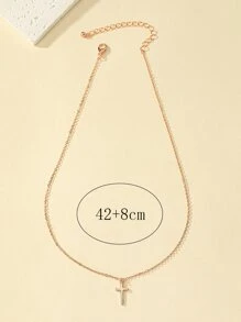 Cross Charm Necklace - Pink - View 4