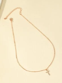 Cross Charm Necklace - Pink - View 5