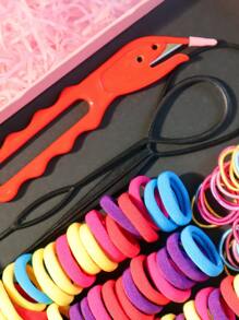 1203入組彩色髮帶和髮夾套裝 - 玫紅色 - 查看 2