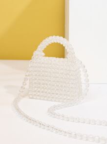 Túi đeo chéo Nữ cườm đính Hình học màu trơn Tay cầm Top Dễ thương - Trong sáng - Xem 2