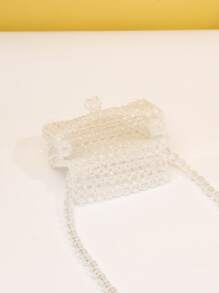 Túi đeo chéo Nữ cườm đính Hình học màu trơn Tay cầm Top Dễ thương - Trong sáng - Xem 3