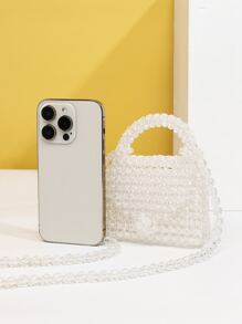 Túi đeo chéo Nữ cườm đính Hình học màu trơn Tay cầm Top Dễ thương - Trong sáng - Xem 5