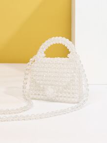 Túi đeo chéo Nữ cườm đính Hình học màu trơn Tay cầm Top Dễ thương - Trong sáng - Xem 7