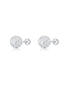 Bông tai bạc trang trí bằng đá Cubic Zirconia - Bạc - Xem 1