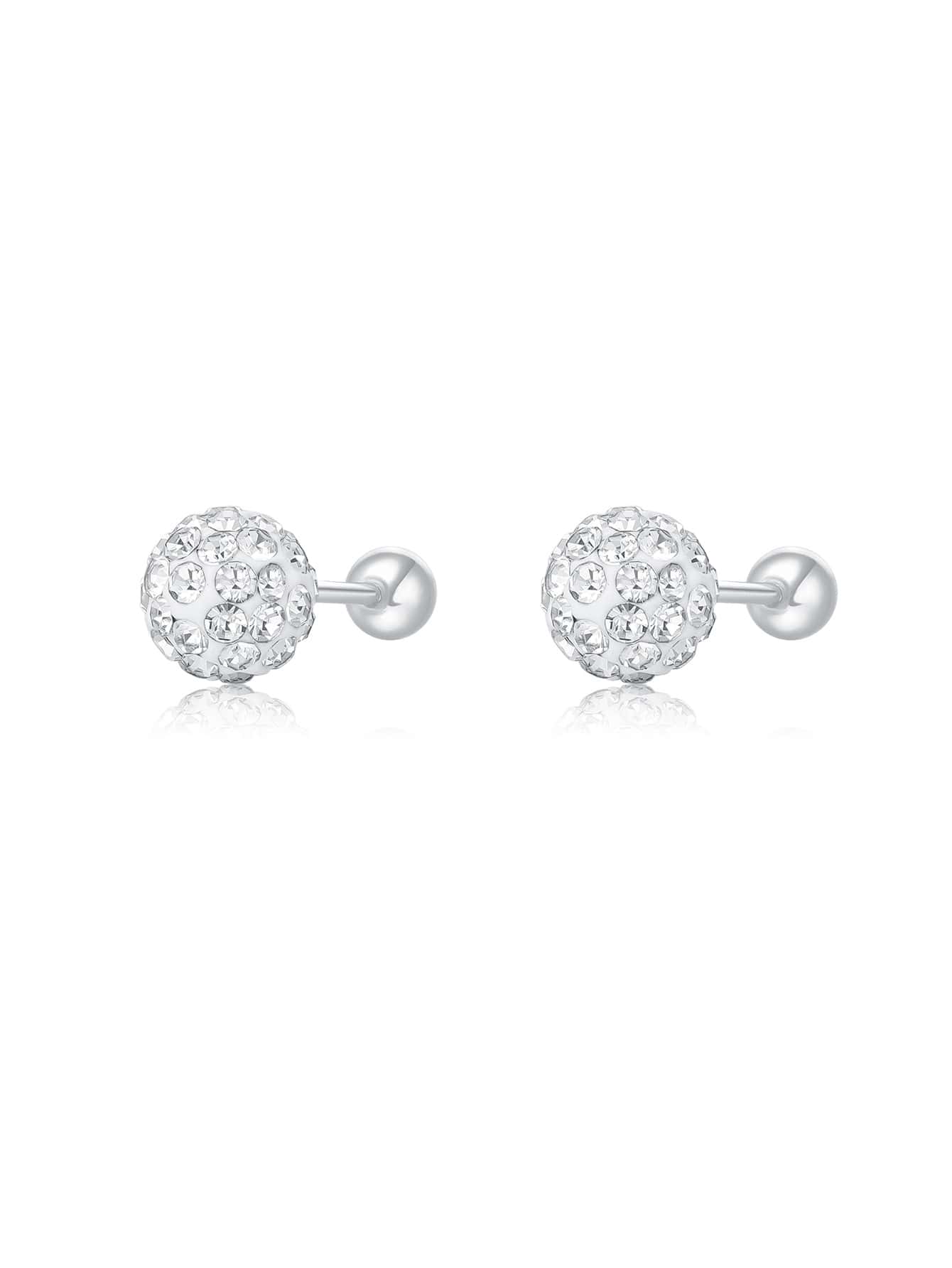 Bông tai bạc trang trí bằng đá Cubic Zirconia - Bạc - Xem 1