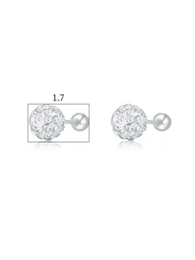 Bông tai bạc trang trí bằng đá Cubic Zirconia - Bạc - Xem 3