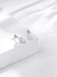 Bông tai bạc trang trí bằng đá Cubic Zirconia - Bạc - Xem 6