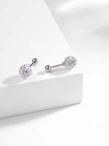 Bông tai bạc trang trí bằng đá Cubic Zirconia - Bạc - Xem 7