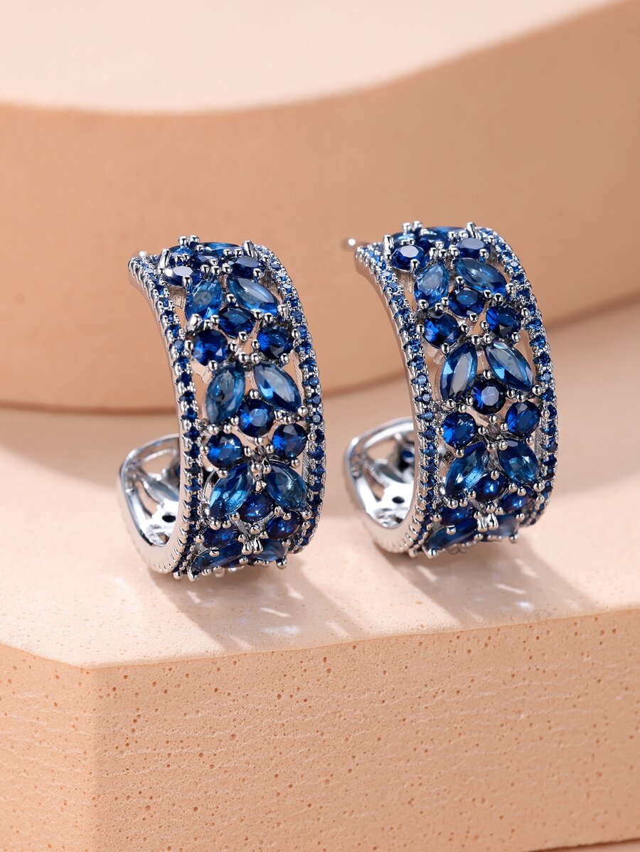 Rhinestone Decor Hoop Earrings