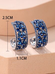 Rhinestone Decor Hoop Earrings
