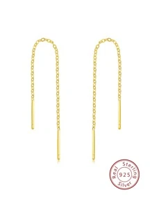 ELSEDES 1 Cặp bông tai thời trang làm thủ công bằng bạc Sterling S925, thể hiện nét quyến rũ thời trang, trang sức chất lượng cao, phù hợp cho phụ nữ đeo hàng ngày, tiệc tùng, kỷ niệm - Vàng - Xem 1