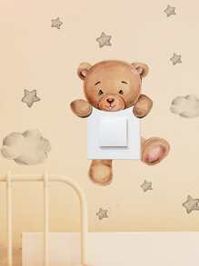 Niños Pegatinas para el interruptor de luz con patrón de oso de dibujos animados de interruptor dulce para - Caqui - Ver 5
